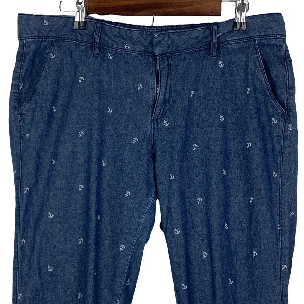 Liz Claiborne Anchor Nautical Print Lightweight Jeans‎ Women's 12